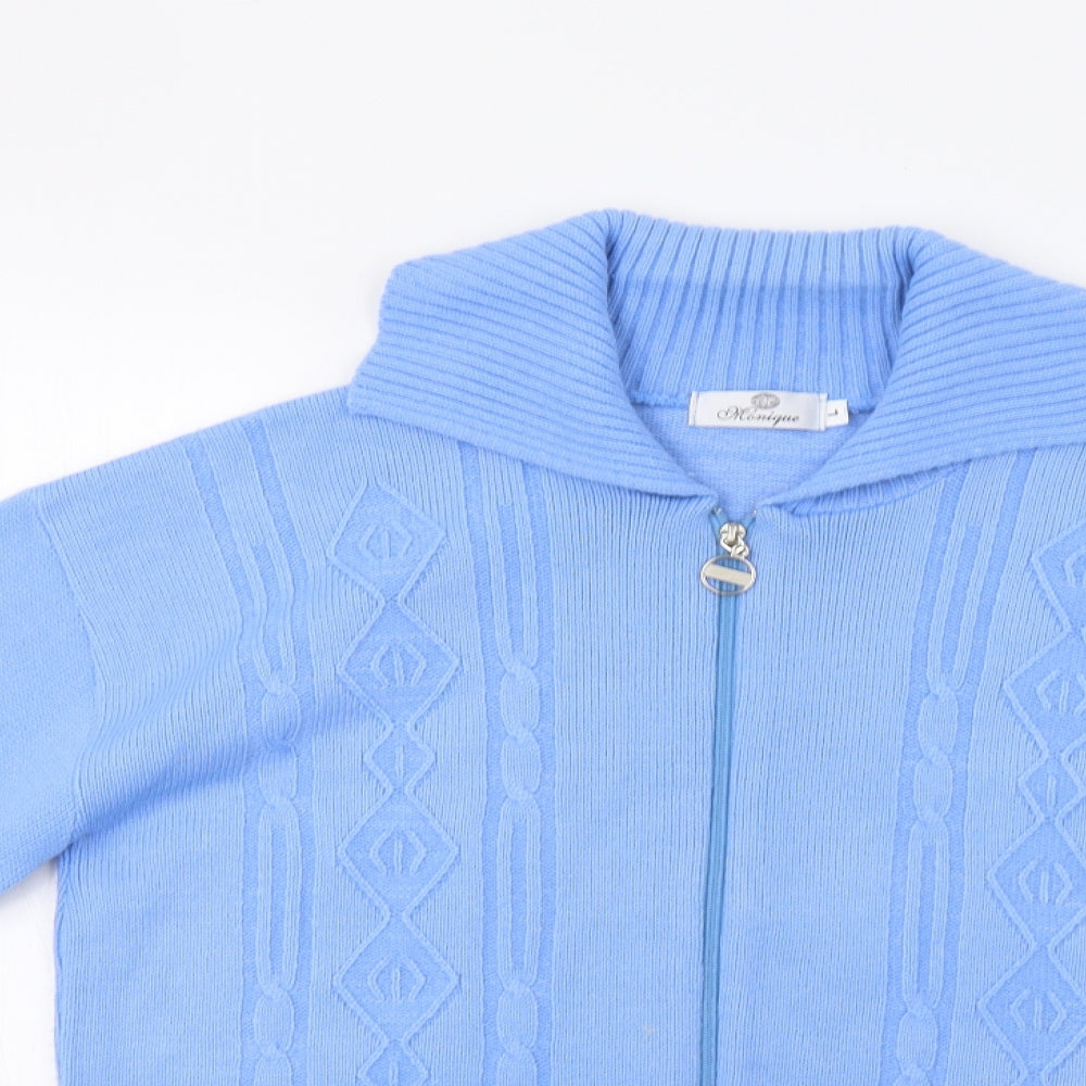 Womens UK Size L Monique Blue Full Zip Jumper