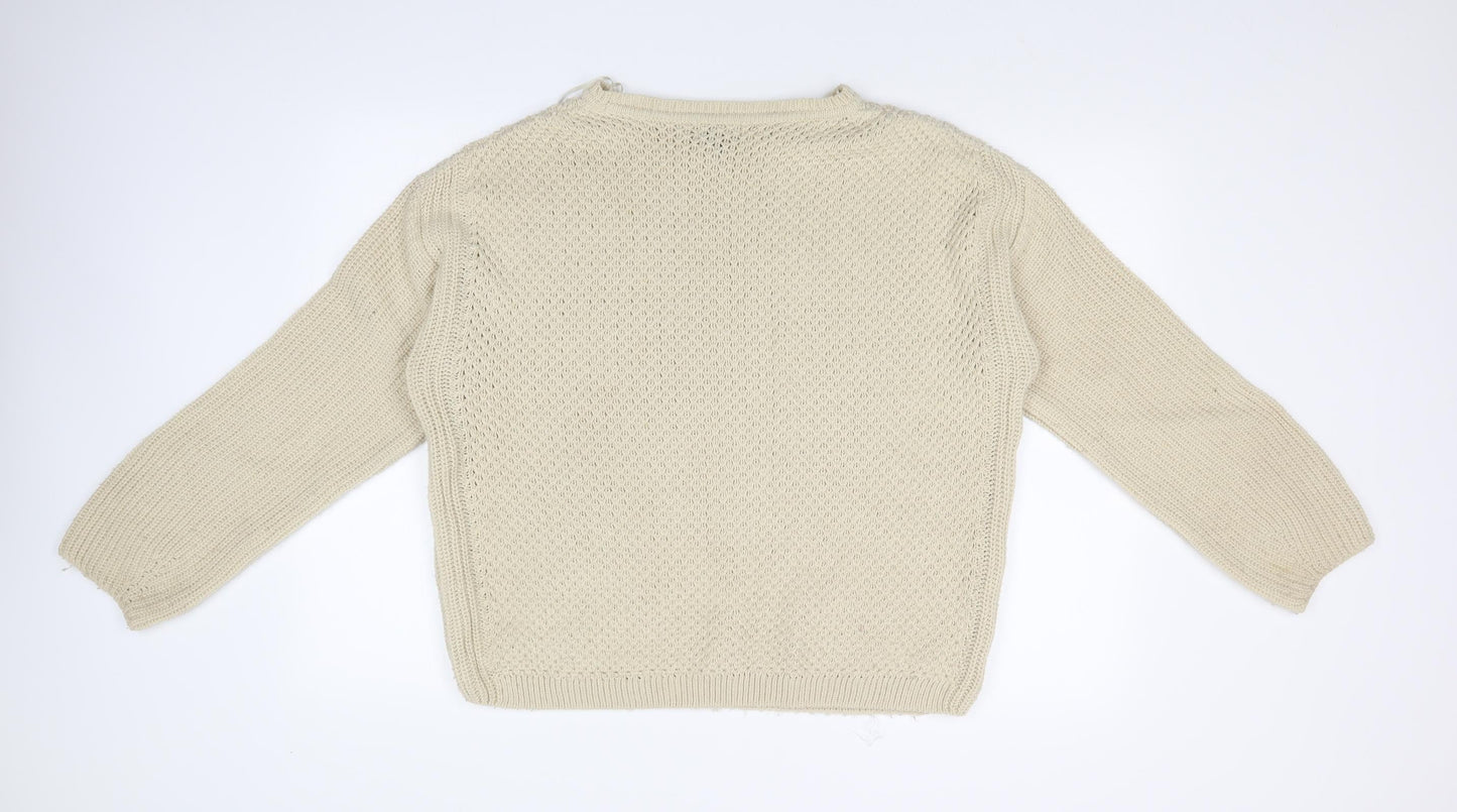 Womens UK Size 14 Topshop Beige Pullover Jumper