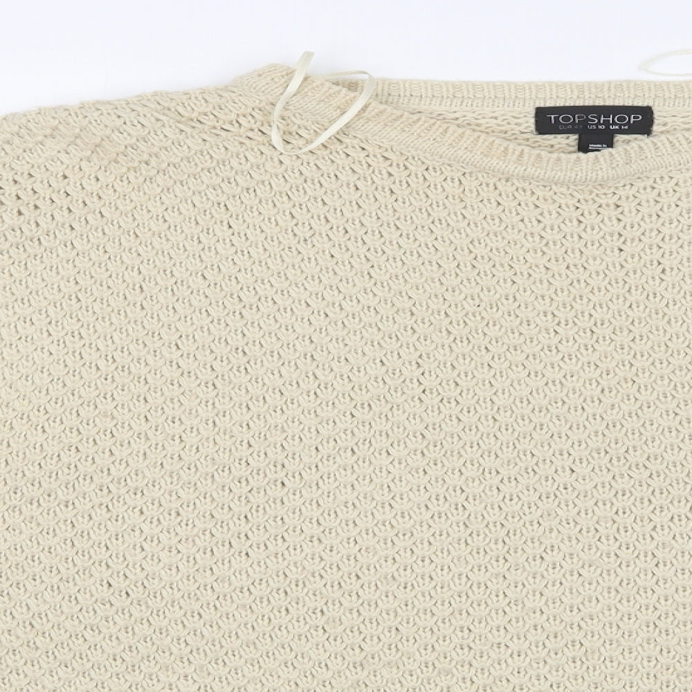 Womens UK Size 14 Topshop Beige Pullover Jumper