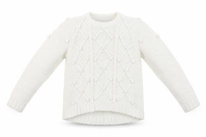Front view of Tu girls’ white argyle/diamond pullover sweatshirt, size 8, years