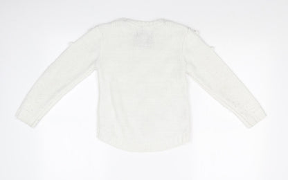 TU Girls White Argyle/Diamond  Pullover Sweatshirt Size 8 Years