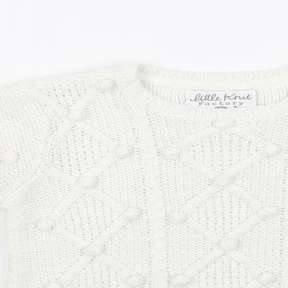 TU Girls White Argyle/Diamond  Pullover Sweatshirt Size 8 Years
