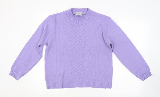 In Stitches Womens Purple Argyle/Diamond  Pullover Jumper Size 12