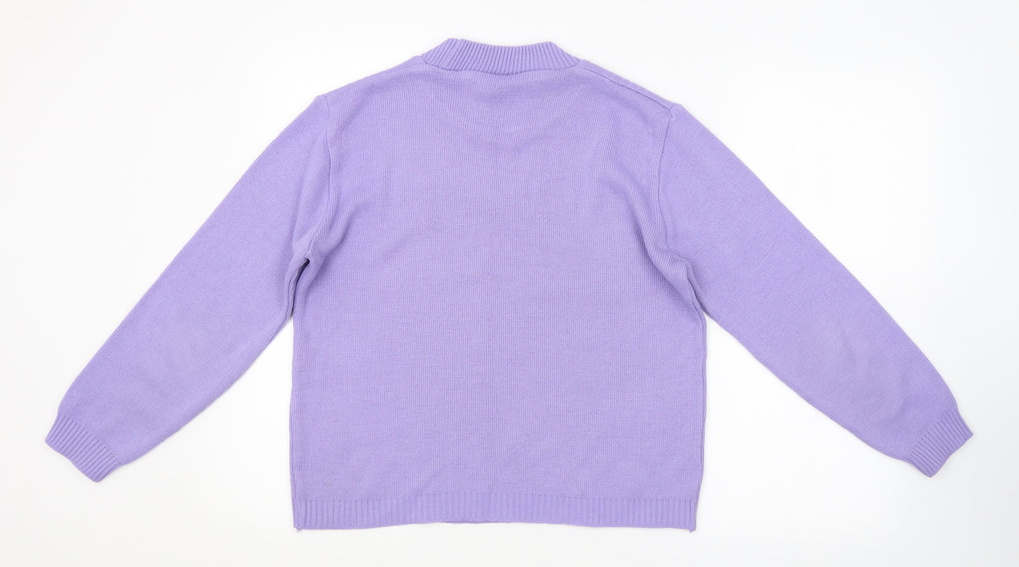 In Stitches Womens Purple Argyle/Diamond  Pullover Jumper Size 12