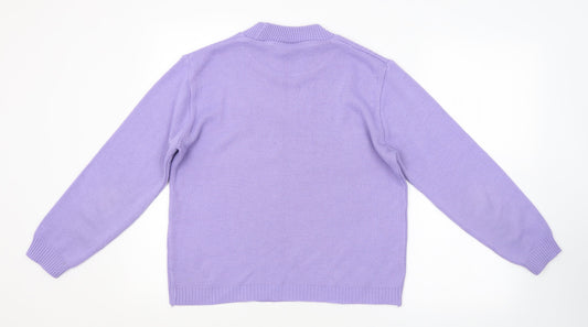 In Stitches Womens Purple Argyle/Diamond  Pullover Jumper Size 12