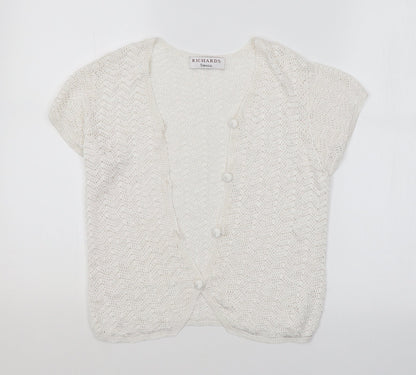 Womens UK Size S Richards White Cardigan Jumper