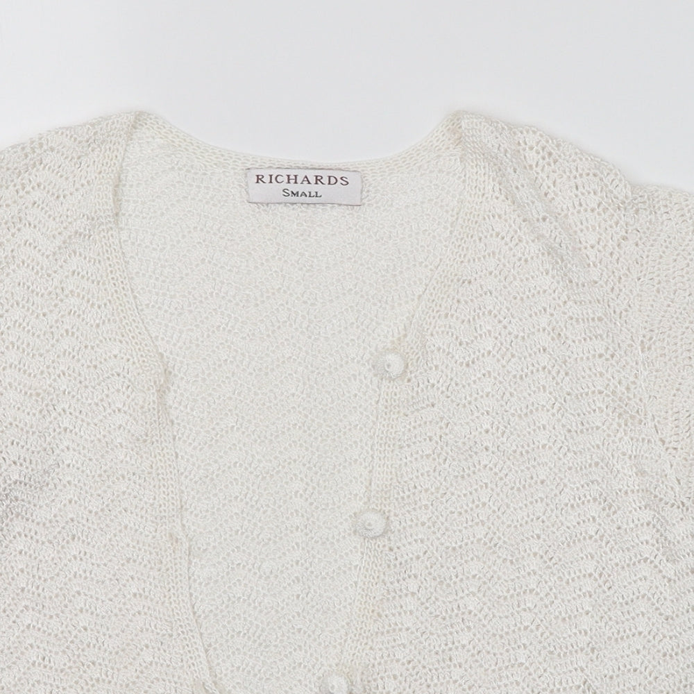 Womens UK Size S Richards White Cardigan Jumper