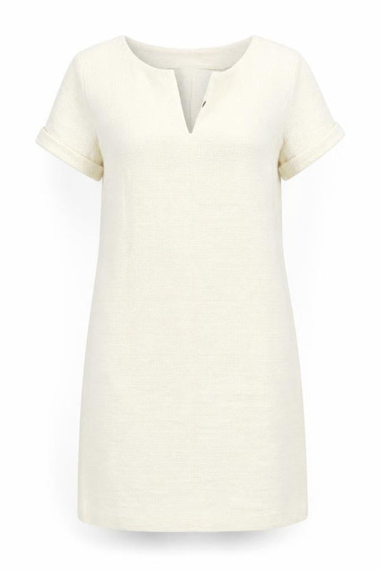 Front view of LAURA CLEMENT women’s white jumper dress, size UK 8