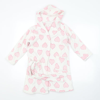 Young Dimension Girls White Geometric   Robe Size 7-8 Years