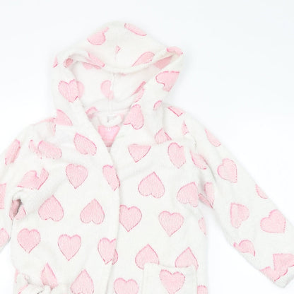 Young Dimension Girls White Geometric   Robe Size 7-8 Years