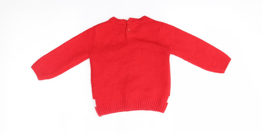 Matalan Baby Red   Pullover Jumper Size 9-12 Months  - penguin