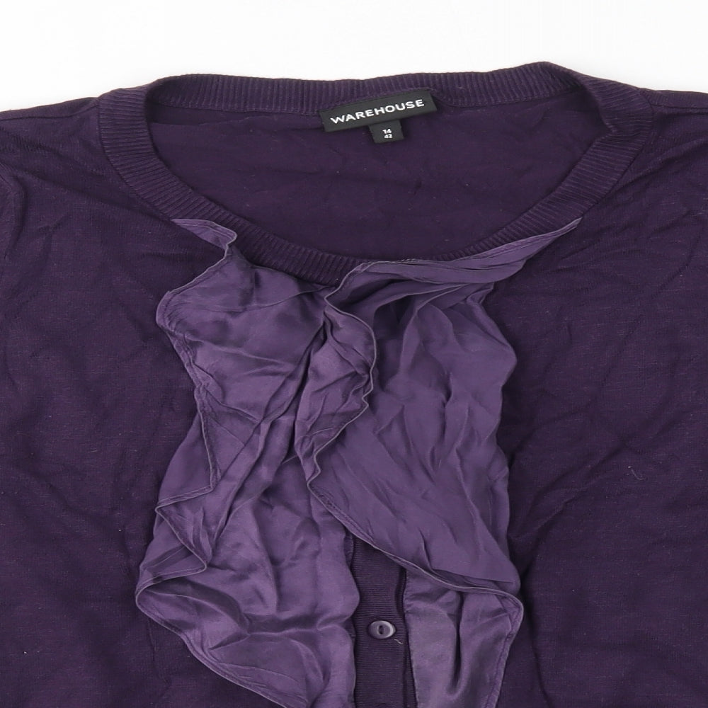 Womens UK Size 14 Warehouse Purple Cardigan Jumper