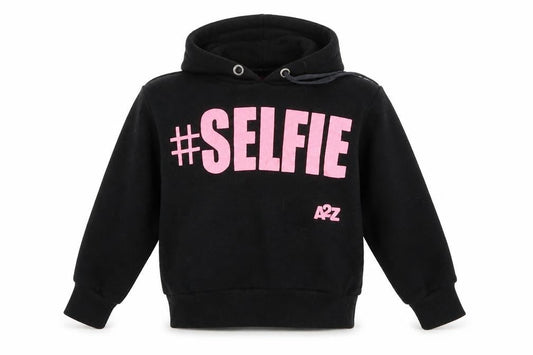 Front view of A2Z 4 kids girls’ black pullover hoodie, size 11-12, years - #selfie