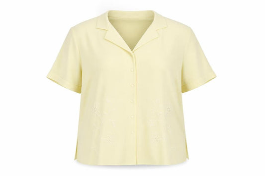 Front view of Chanade women’s yellow basic button-up, size UK 16