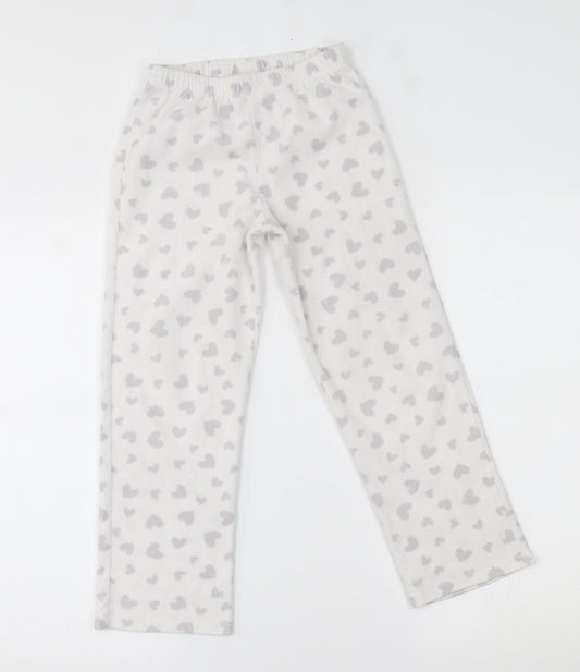 George Girls White    Lounge Pants Size 7-8 Years  - heart pattern