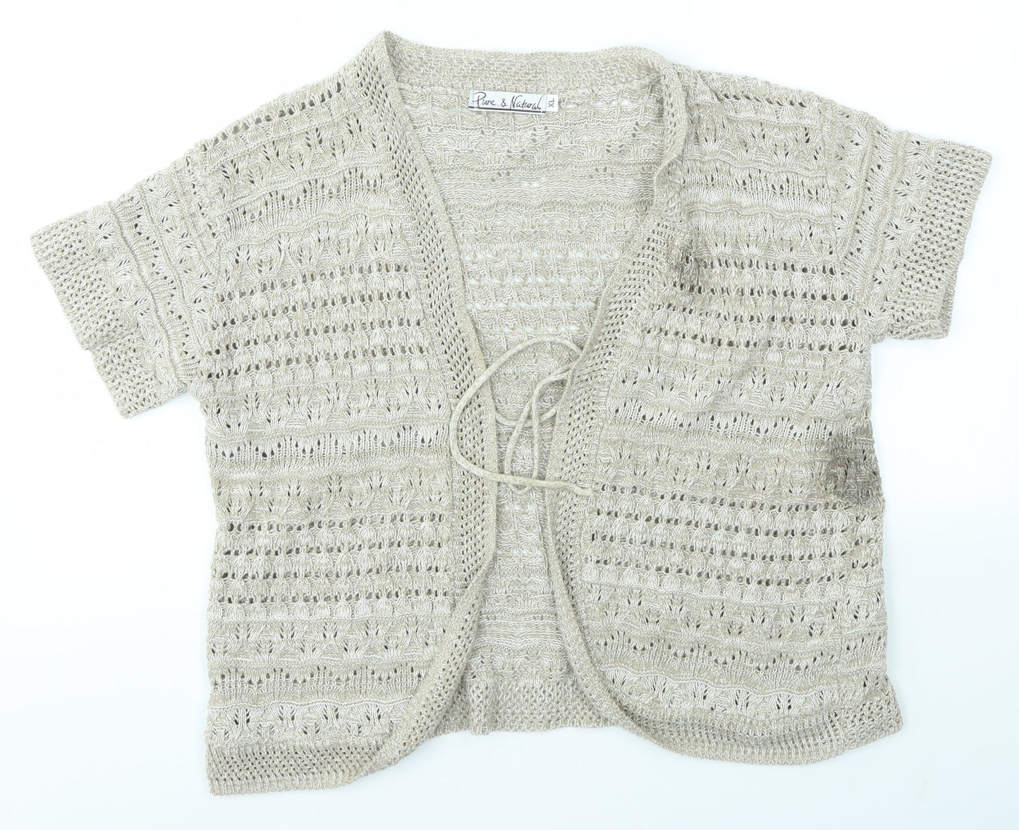 Womens UK Size XL PURE & NATURAL Brown Cardigan Jumper