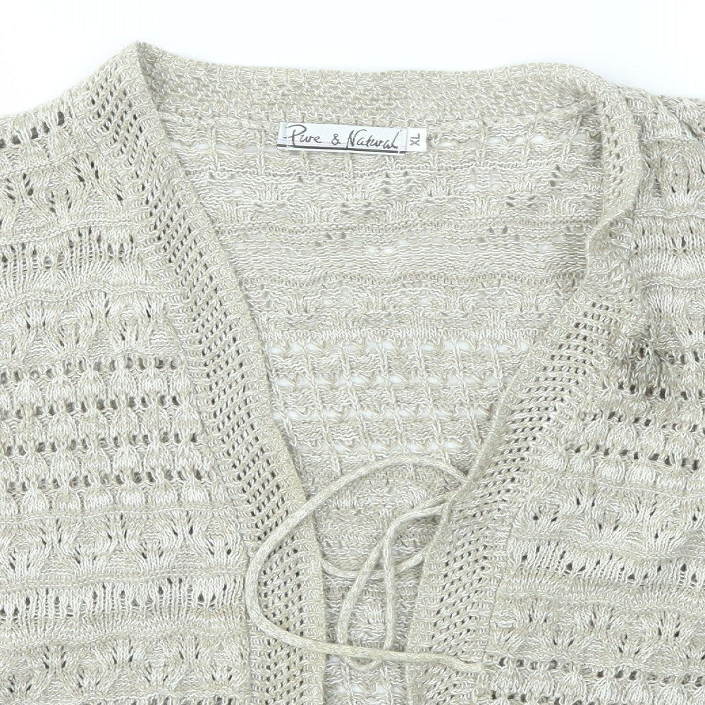 Womens UK Size XL PURE & NATURAL Brown Cardigan Jumper