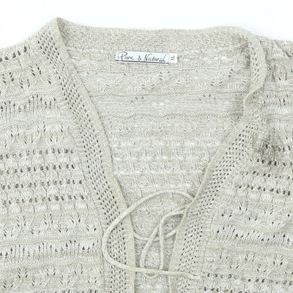 Womens UK Size XL PURE & NATURAL Brown Cardigan Jumper