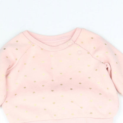 Primark Girls Pink   Pullover Jumper Size 3-6 Months  - Star Pattern Sweatshirt