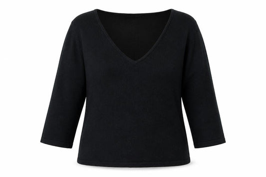 Front view of Nouveau Edition women’s black knit jumper, size UK 14