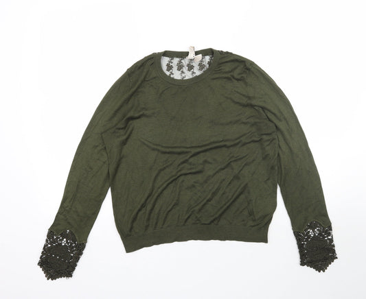 Womens UK Size M H&M Green Pullover Jumper