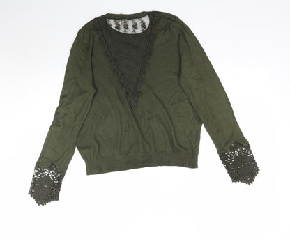 Womens UK Size M H&M Green Pullover Jumper