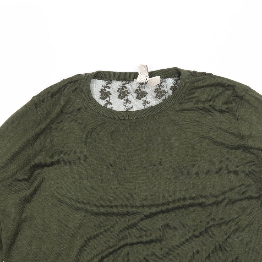 Womens UK Size M H&M Green Pullover Jumper