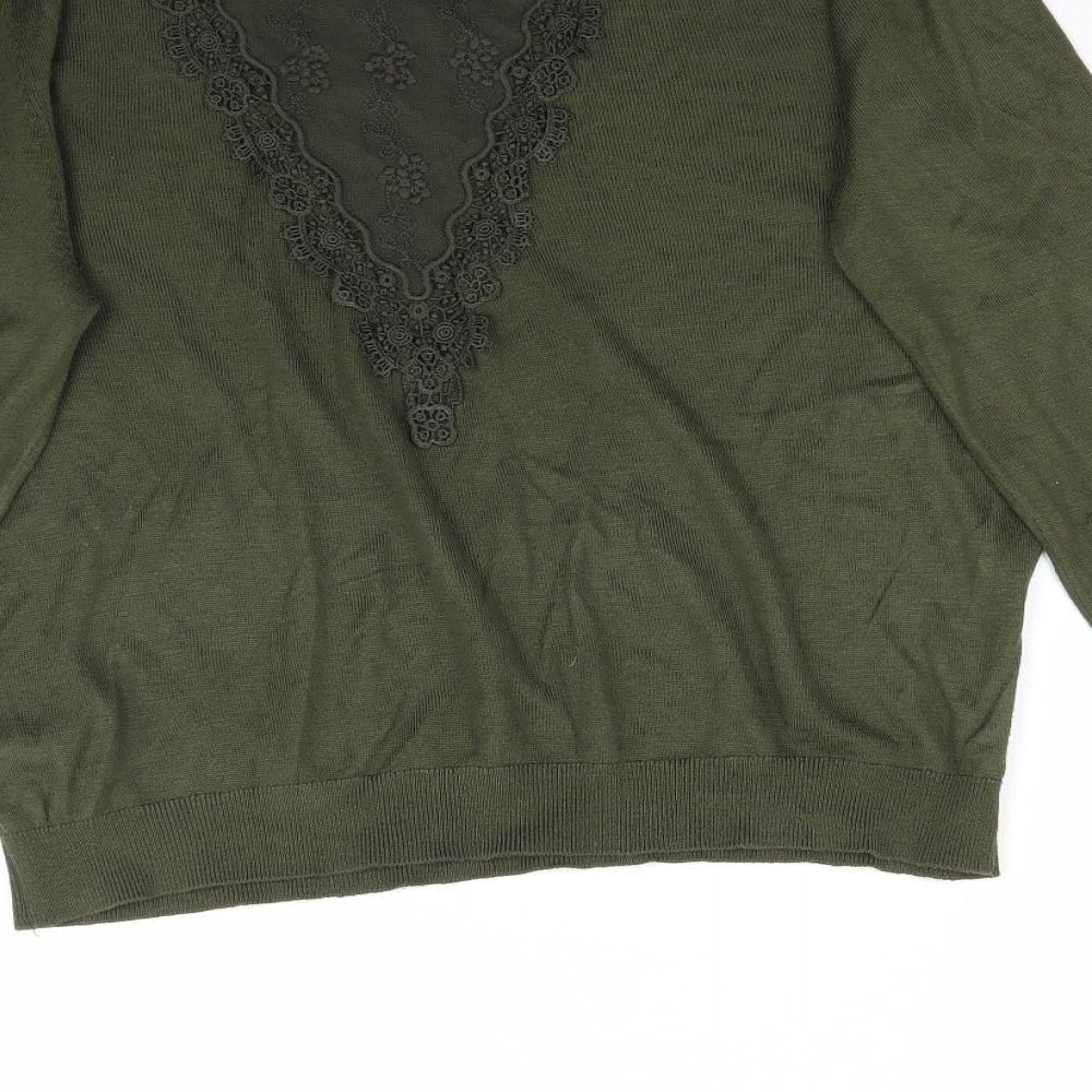 Womens UK Size M H&M Green Pullover Jumper
