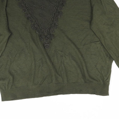 Womens UK Size M H&M Green Pullover Jumper