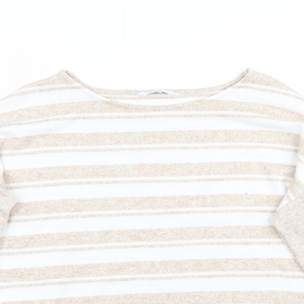 Nutmeg Womens Beige Striped Knit Pullover Jumper Size 12