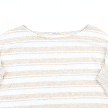 Nutmeg Womens Beige Striped Knit Pullover Jumper Size 12