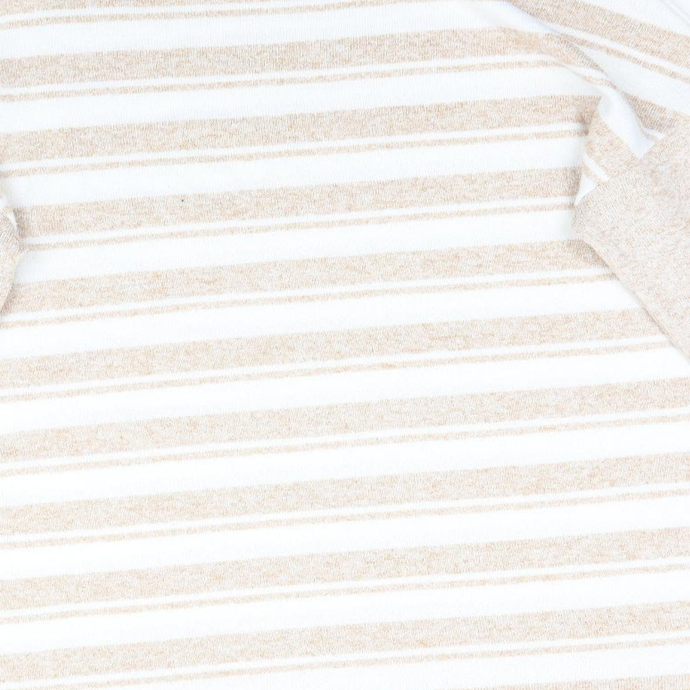 Nutmeg Womens Beige Striped Knit Pullover Jumper Size 12