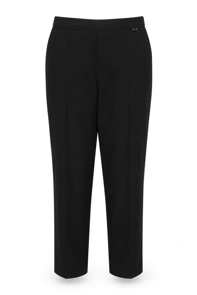 Front view of Marks & Spencer women’s black trousers, size UK 14, 28-inch leg