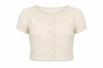 Front view of Matalan women’s ivory knit cardigan jumper, size UK 16