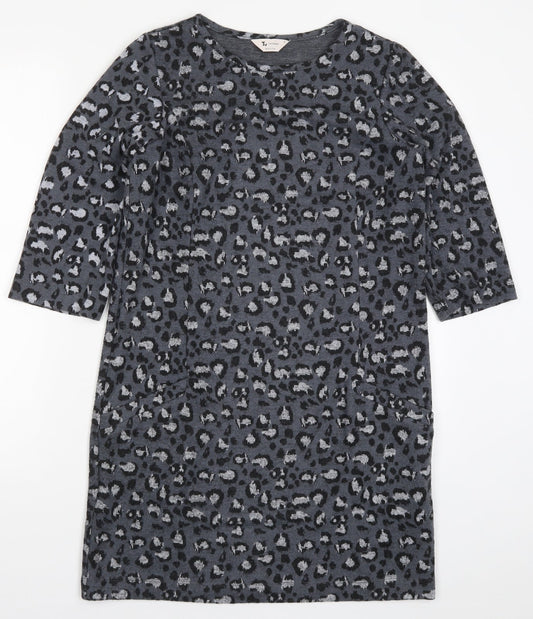 TU Womens Grey Animal Print  T-Shirt Dress  Size 8