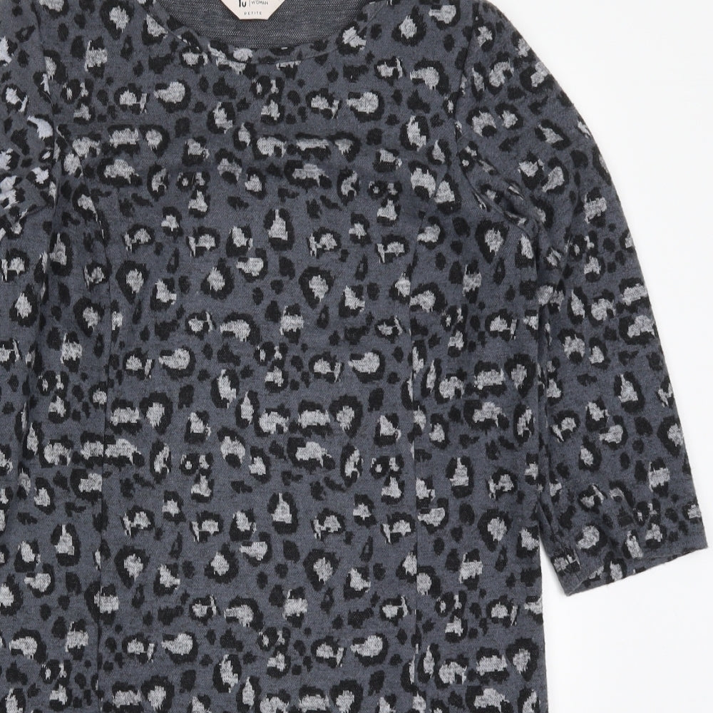 TU Womens Grey Animal Print  T-Shirt Dress  Size 8
