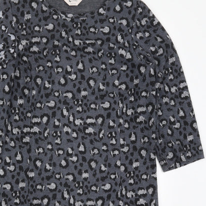 TU Womens Grey Animal Print  T-Shirt Dress  Size 8