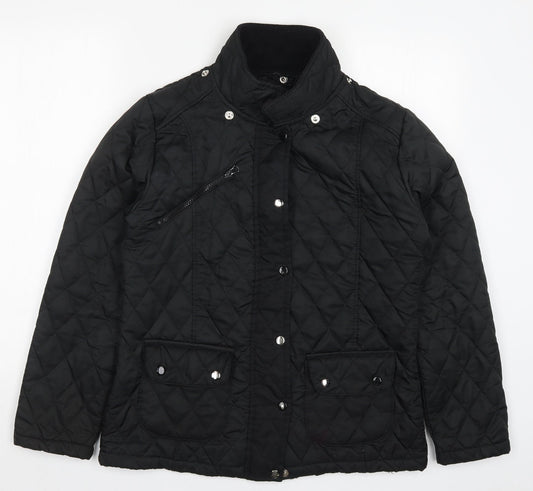 Front view of Malaika women’s black quilted coat, size L