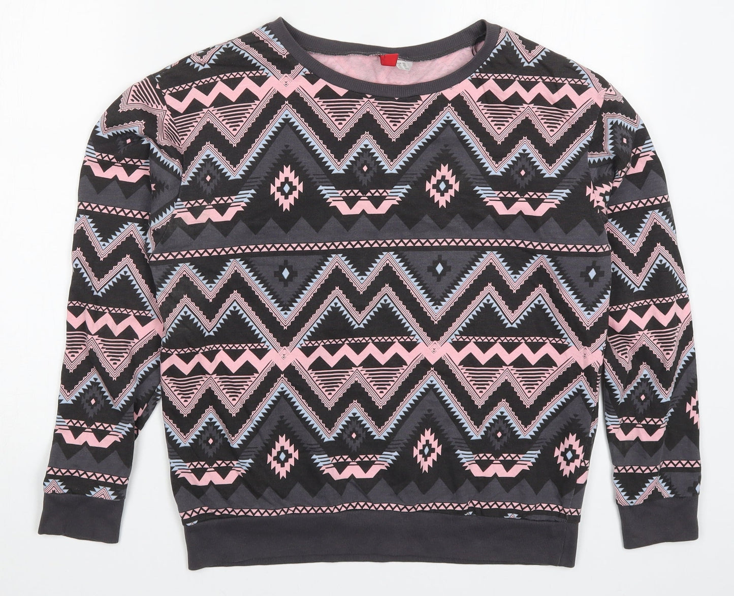H&M Womens Grey Geometric  Pullover Sweatshirt Size XS  - Pink