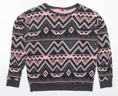 H&M Womens Grey Geometric  Pullover Sweatshirt Size XS  - Pink