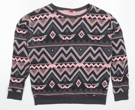 H&M Womens Grey Geometric  Pullover Sweatshirt Size XS  - Pink