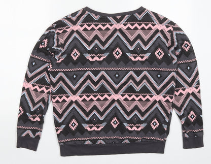 H&M Womens Grey Geometric  Pullover Sweatshirt Size XS  - Pink