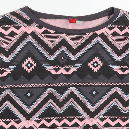 H&M Womens Grey Geometric  Pullover Sweatshirt Size XS  - Pink
