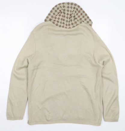 V-Eve Womens Beige Argyle/Diamond Knit Pullover Jumper Size M