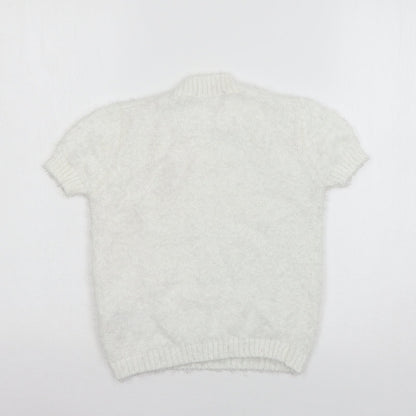 Marks and Spencer Girls White  Knit Pullover Jumper Size 9-10 Years