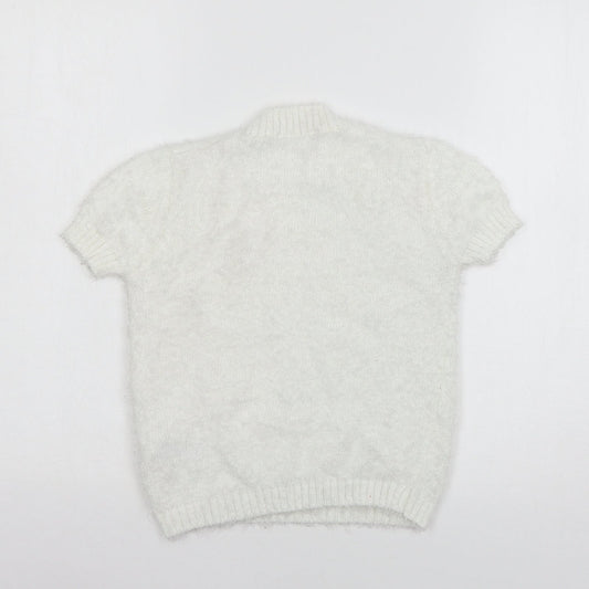 Marks and Spencer Girls White  Knit Pullover Jumper Size 9-10 Years