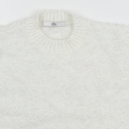 Marks and Spencer Girls White  Knit Pullover Jumper Size 9-10 Years