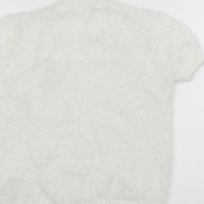 Marks and Spencer Girls White  Knit Pullover Jumper Size 9-10 Years