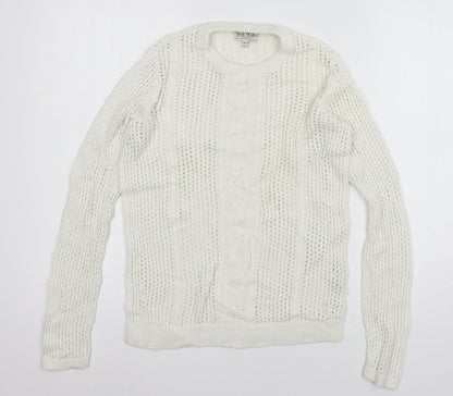Jack Wills Womens White  Knit Pullover Jumper Size 10
