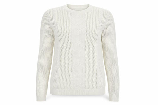 Front view of Jack Wills women’s white knit jumper, size UK 10